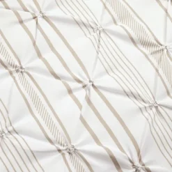 Comforters-Kirkland's Home Tan Pintuck Stripe King 5-Pc. Comforter Set Tan/White