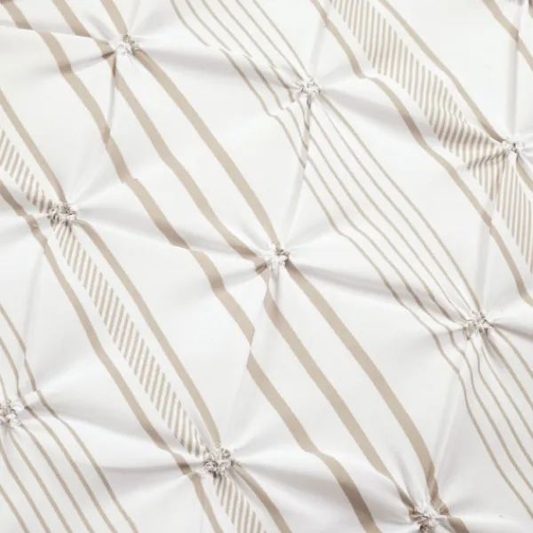 Comforters-Kirkland's Home Tan Pintuck Stripe King 5-Pc. Comforter Set Tan/White