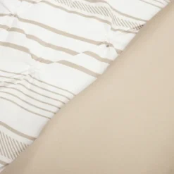 Comforters-Kirkland's Home Tan Pintuck Stripe King 5-Pc. Comforter Set Tan/White