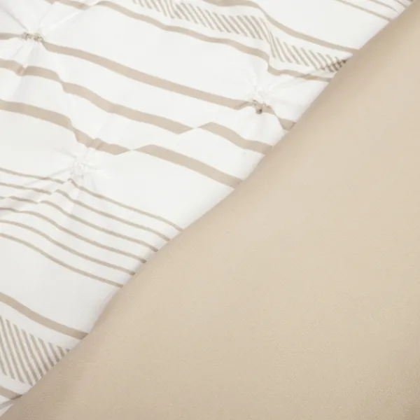 Comforters-Kirkland's Home Tan Pintuck Stripe King 5-Pc. Comforter Set Tan/White