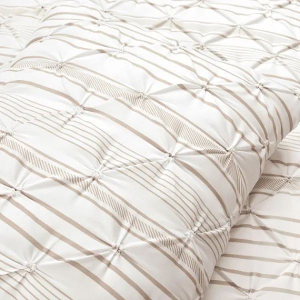 Comforters-Kirkland's Home Tan Pintuck Stripe King 5-Pc. Comforter Set Tan/White