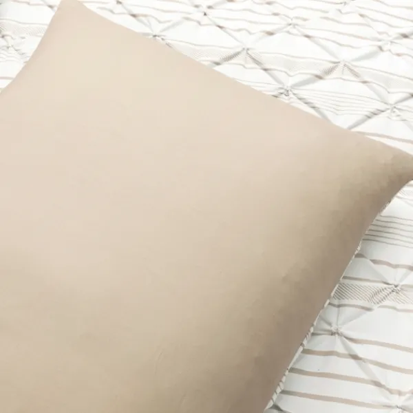 Comforters-Kirkland's Home Tan Pintuck Stripe King 5-Pc. Comforter Set Tan/White