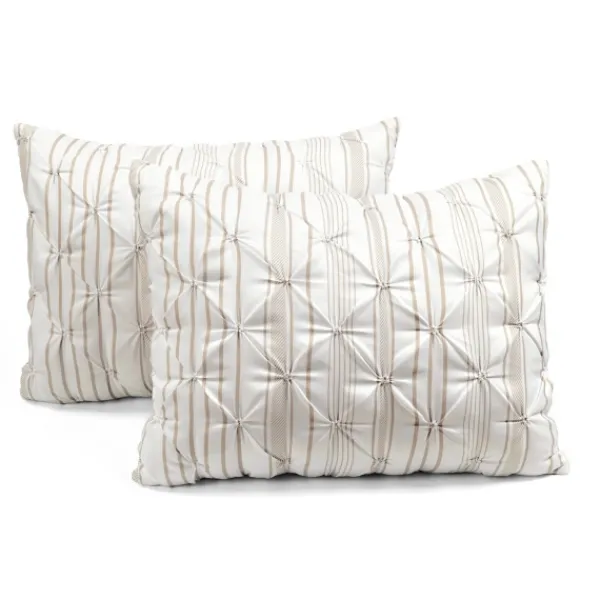 Comforters-Kirkland's Home Tan Pintuck Stripe King 5-Pc. Comforter Set Tan/White