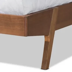 Beds & Headboards-Kirkland's Home Tan Upholstered Brown Wood Full Platform Bed