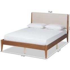 Beds & Headboards-Kirkland's Home Tan Upholstered Classic Wood Full Platform Bed Tan/Brown