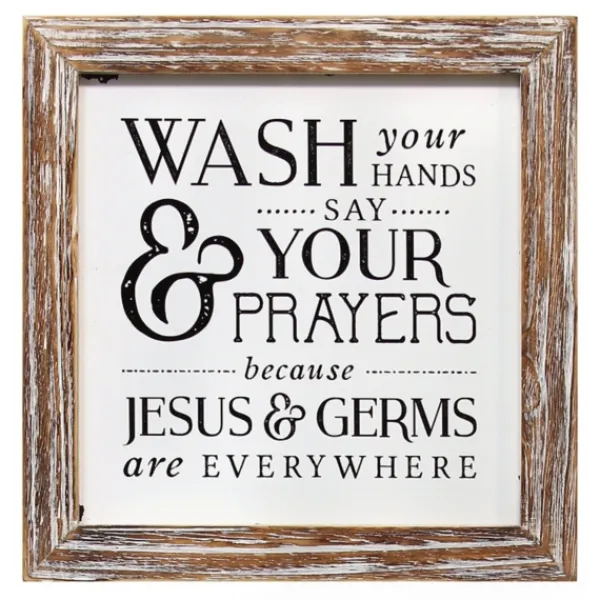 Wall Quotes & Signs-Kirkland's Home Tan Wood Wash Hands Say Prayers Framed Wall Plaque Tan/Ivory