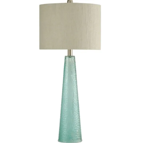 Table Lamps-Kirkland's Home Tapered Blue Glass Table Lamp Ivory
