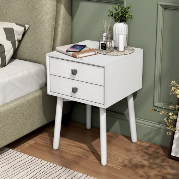 Nightstands-Kirkland's Home Tapered 2-Drawer Nightstand White