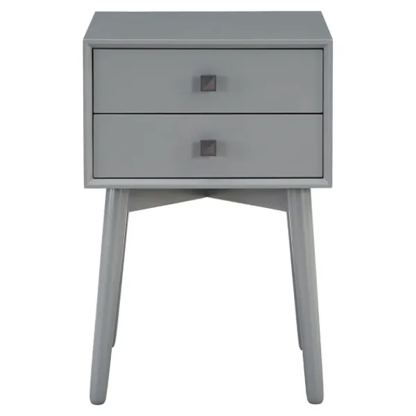 Nightstands-Kirkland's Home Tapered 2-Drawer Nightstand Gray