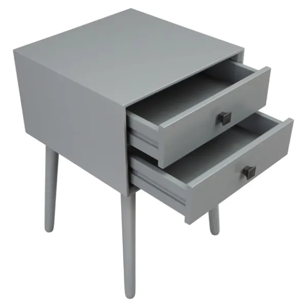 Nightstands-Kirkland's Home Tapered 2-Drawer Nightstand Gray