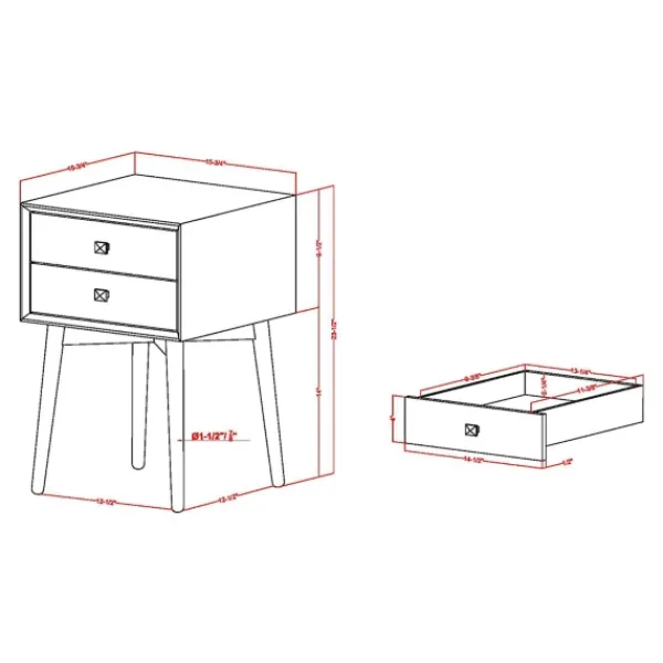 Nightstands-Kirkland's Home Tapered 2-Drawer Nightstand Gray