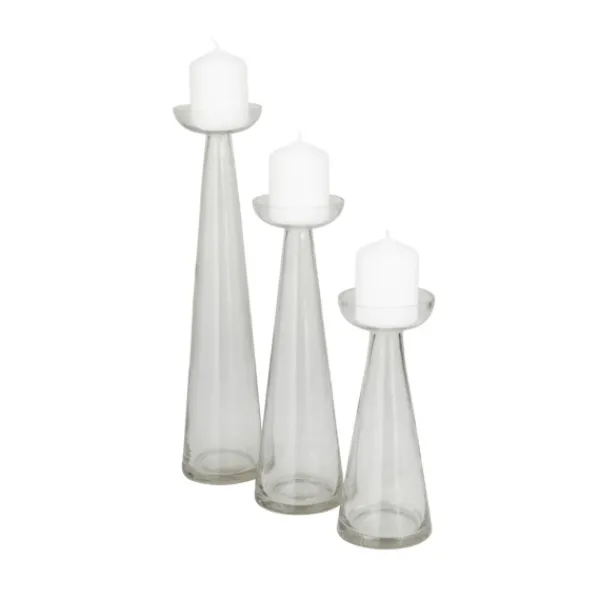 Candle Holders-Kirkland's Home Tapered Glass Pillar Candle Holders, Set Of 3 Clear