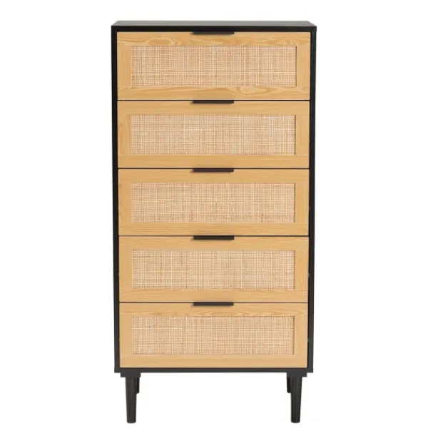 Dressers & Chests-Kirkland's Home Tara Two-Tone Espresso Rattan Chest