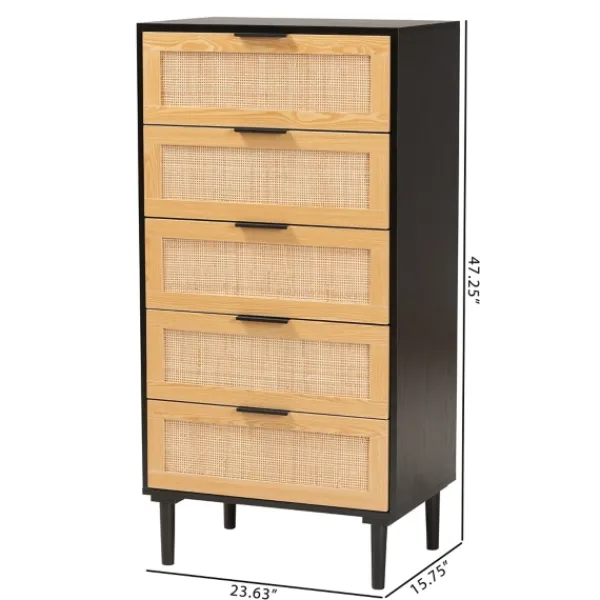 Dressers & Chests-Kirkland's Home Tara Two-Tone Espresso Rattan Chest