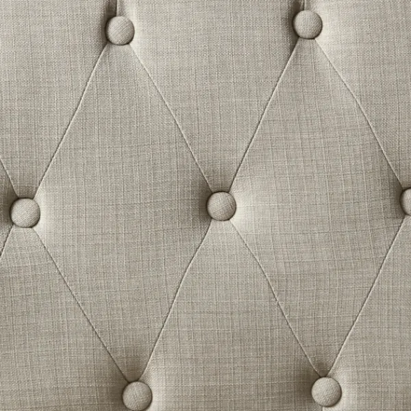 Sofas & Loveseats-Kirkland's Home Taupe Button Tufted Nailhead Trim Settee Tan