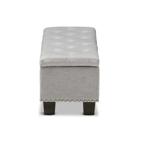 Entryway Furniture-Kirkland's Home Taupe Button-Tufted Upholstered Storage Bench Tan