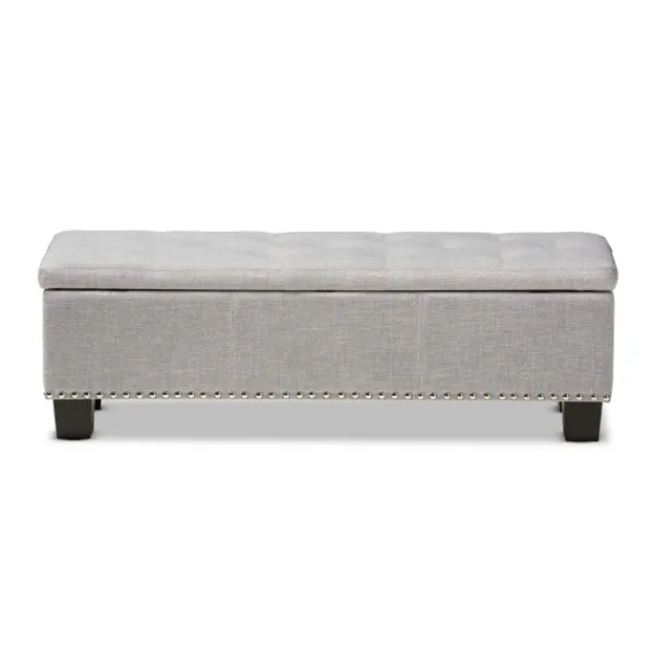Entryway Furniture-Kirkland's Home Taupe Button-Tufted Upholstered Storage Bench Tan