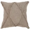 Pillows-Kirkland's Home Taupe Fringe Diamond Pillow, 20 In. Tan