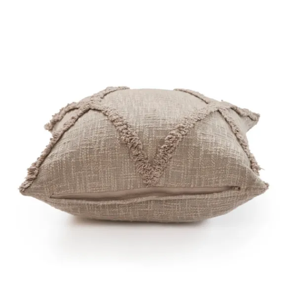 Pillows-Kirkland's Home Taupe Fringe Diamond Pillow, 20 In. Tan