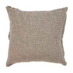 Pillows-Kirkland's Home Taupe Fringe Diamond Pillow, 20 In. Tan