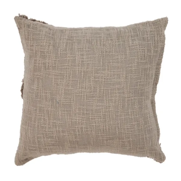 Pillows-Kirkland's Home Taupe Fringe Diamond Pillow, 20 In. Tan