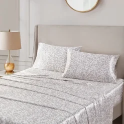 Bed Sheets-Kirkland's Home Taupe Leopard Satin King 2-Pc. Pillow Case Set White/Tan