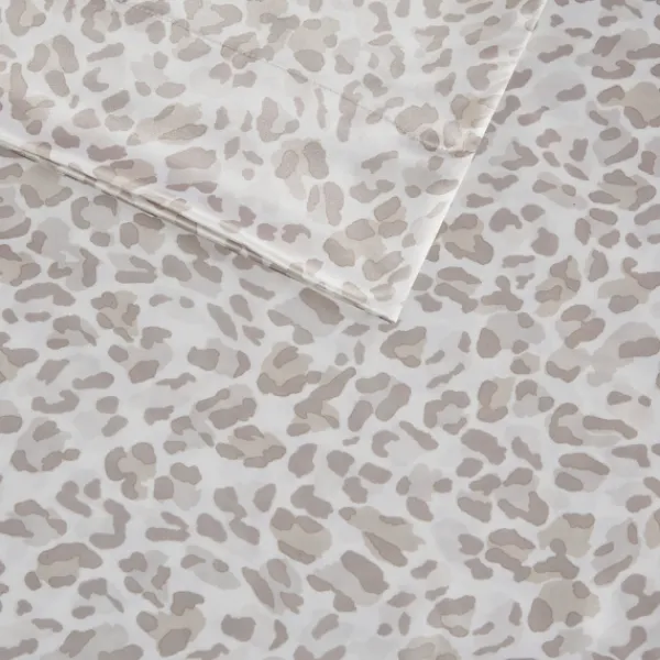Bed Sheets-Kirkland's Home Taupe Leopard Satin King 2-Pc. Pillow Case Set White/Tan
