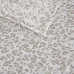Bed Sheets-Kirkland's Home Taupe Leopard Satin Standard 2-Pc. Pillow Case Set White/Tan