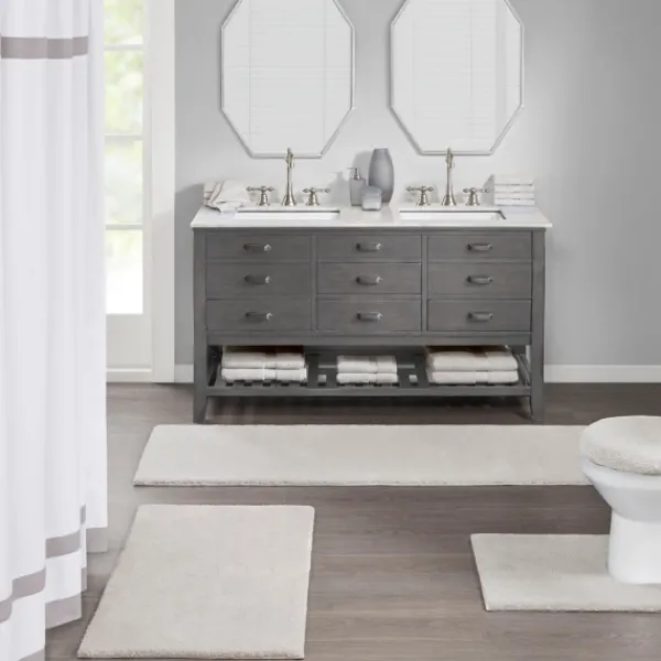 Bathroom Rugs-Kirkland's Home Taupe Marshmallow Contour Bath Mat, 24 In. Ivory