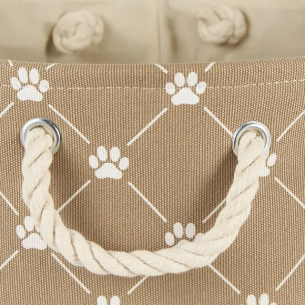 Baskets & Boxes-Kirkland's Home Taupe Trellis Paw Print Storage Basket, 14 In. Tan