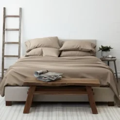 Bed Sheets-Kirkland's Home Taupe Ultra Soft 6-Pc. Queen Sheet Set Tan