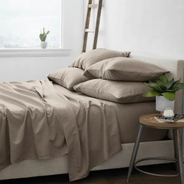 Bed Sheets-Kirkland's Home Taupe Ultra Soft 6-Pc. Queen Sheet Set Tan
