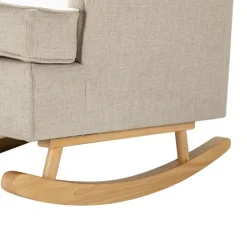Accent Chairs-Kirkland's Home Taupe Upholstered Natural Base Wingback Rocker Tan
