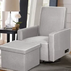Accent Chairs-Kirkland's Home Taupe Usb Recliner And Ottoman 2-Pc. Set Tan