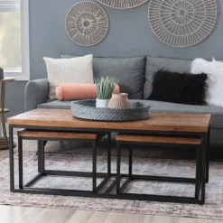 Coffee Tables-Kirkland's Home Tawny Nesting 3-Pc. Coffee And Accent Table Set Brown