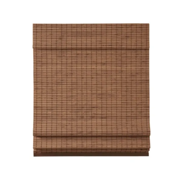 Curtains & Drapes-Kirkland's Home Teak Bamboo Light Filtering Roman Shade, 27 In. Brown