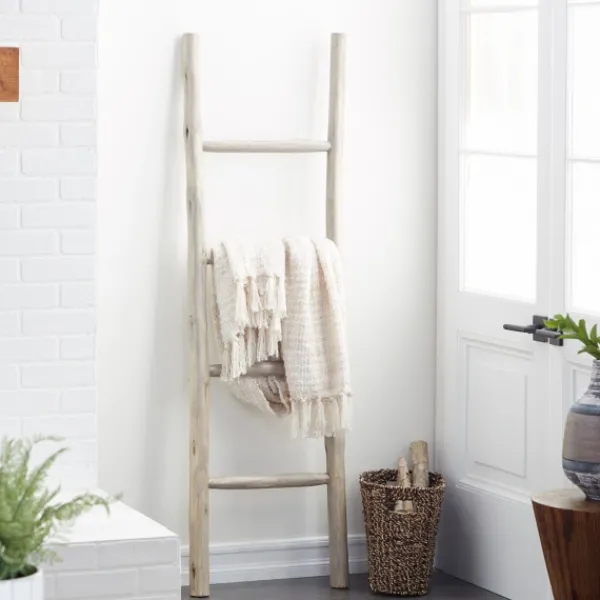 Decorative Accents-Kirkland's Home Teak Wood Leaning Ladder White