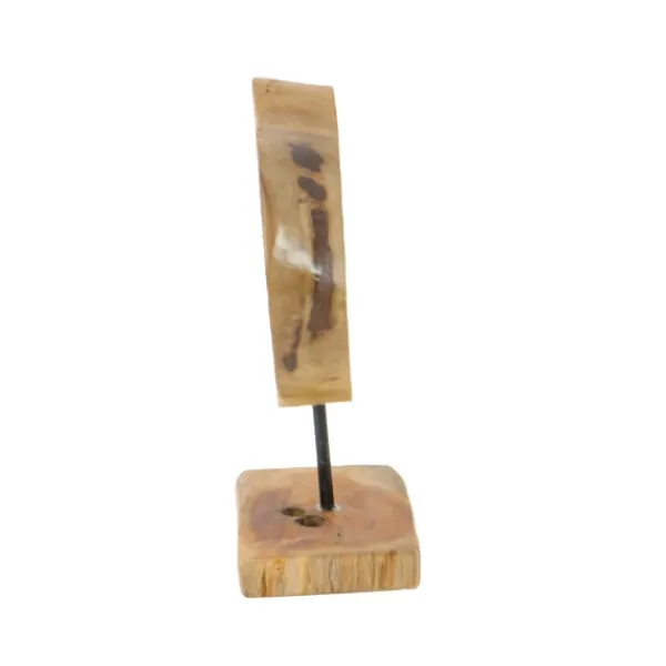 Statues & Figurines-Kirkland's Home Teak Wood Raw Edge Crystal Figurine Brown/Clear