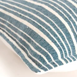 Pillows-Kirkland's Home Teal And Ivory Directional Stripes Pillow Blue/Ivory