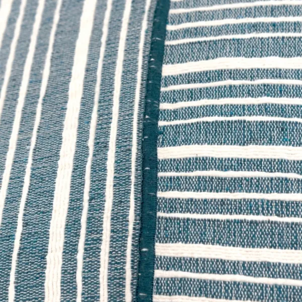 Pillows-Kirkland's Home Teal And Ivory Directional Stripes Pillow Blue/Ivory