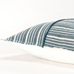 Pillows-Kirkland's Home Teal And Ivory Directional Stripes Pillow Blue/Ivory
