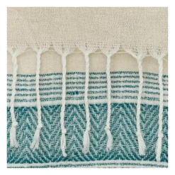 Blankets & Throws-Kirkland's Home Teal And Natural Colorblock Chevron Throw Blue/Tan
