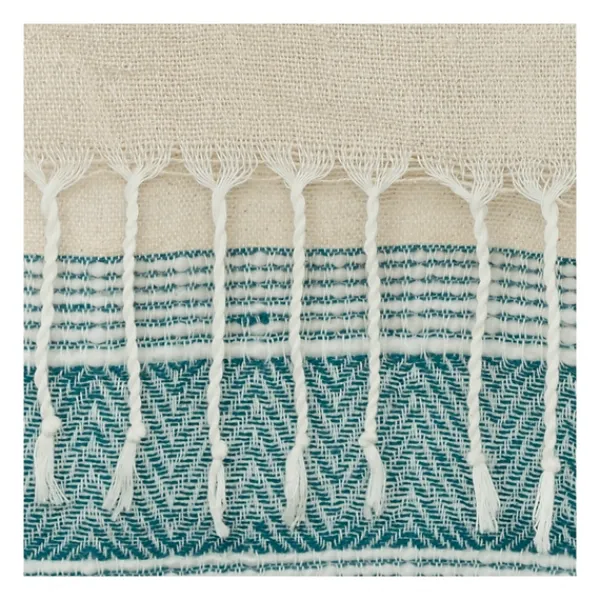 Blankets & Throws-Kirkland's Home Teal And Natural Colorblock Chevron Throw Blue/Tan