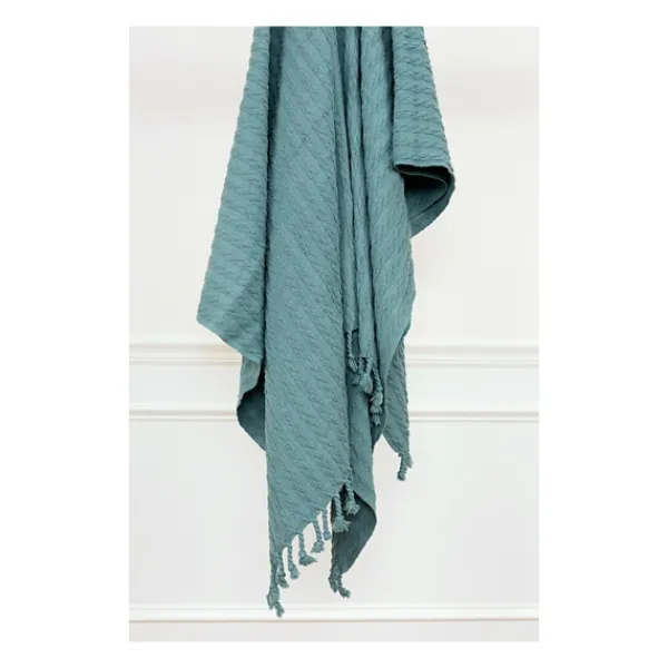 Blankets & Throws-Kirkland's Home Teal Cable Knit Tassel Throw Blue