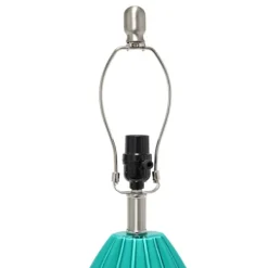 Table Lamps-Kirkland's Home Teal Glass Pleated Table Lamp White