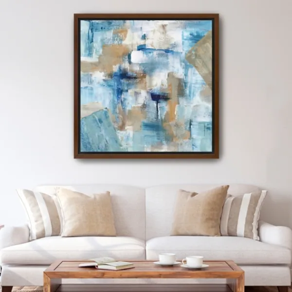 Framed Art-Kirkland's Home Teal Infusion Framed Canvas Art Print White/Blue/Brown