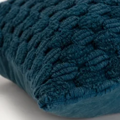 Pillows-Kirkland's Home Teal Looped Cotton Throw Pillow Blue