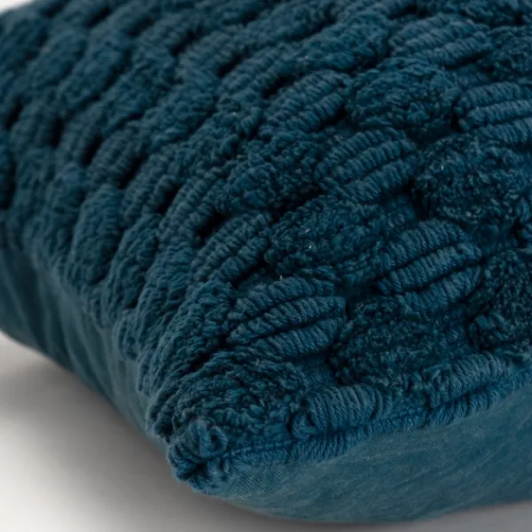 Pillows-Kirkland's Home Teal Looped Cotton Throw Pillow Blue