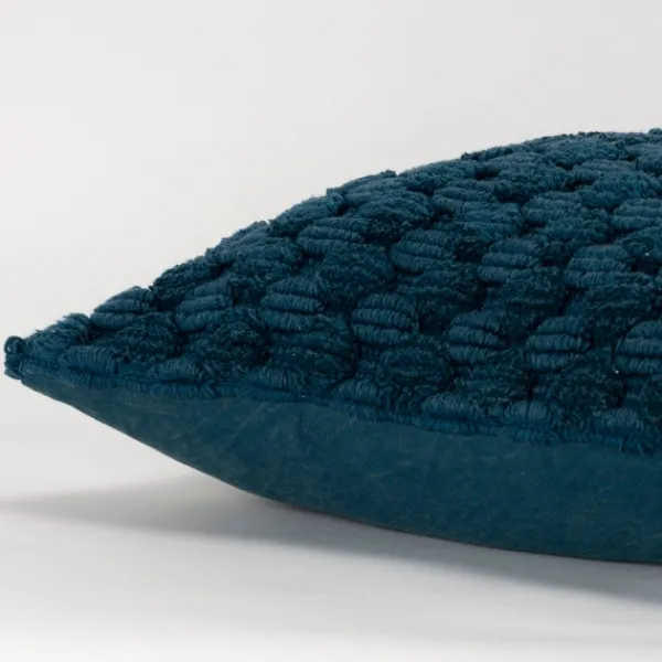 Pillows-Kirkland's Home Teal Looped Cotton Throw Pillow Blue