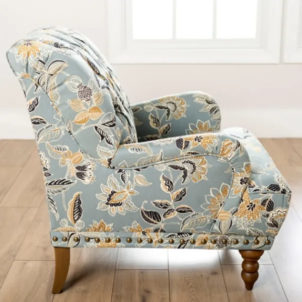 Accent Chairs-Kirkland's Home Teal Rebecca Tufted Accent Chair Blue